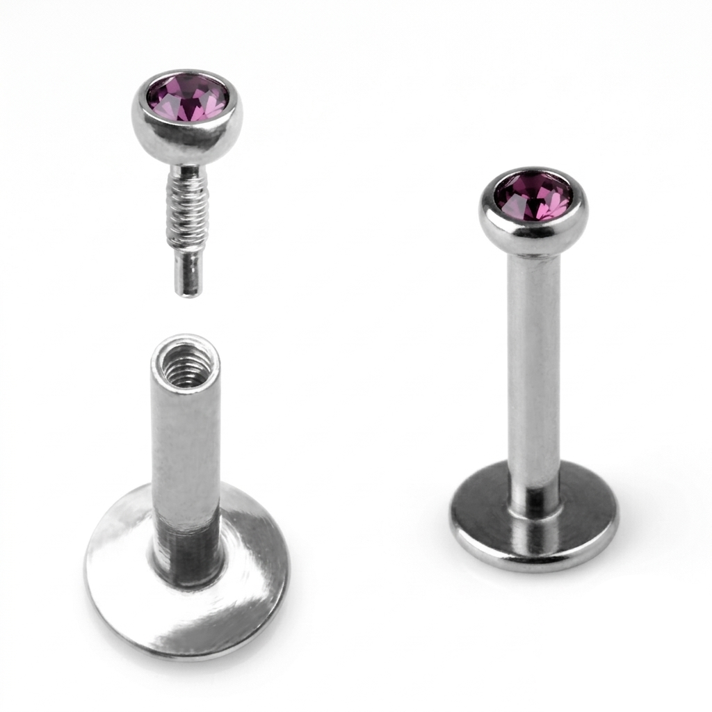 16G 2mm Internal Jeweled Labret (10 Pack) [L0J2]