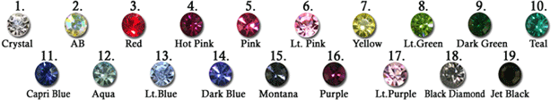 19 PC Assorted Pack Double Jeweled Curve (Large Gem) [B0J8]