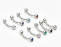 [B0J3]  3mm Jewel Curved Barbell - Eyebrow
